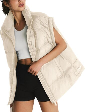 Легка стьобана жилетка Fengbay з пухом та стоячим коміром для осені та зими (Бежевий, M)