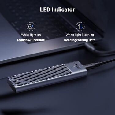 Зовнішній корпус для SSD UGREEN NVMe/SATA M.2 USB-C 3.2 Gen 2x2 20Gbps з кабелем Type-C