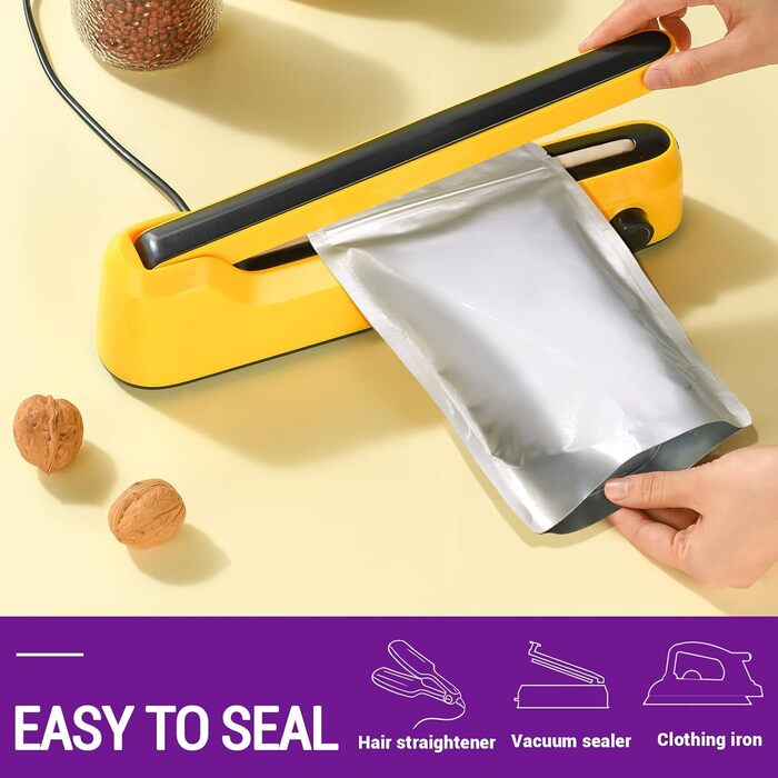 Mylar bags with oxygen absorbers for food, 43.5 x 71 cm, 25 x 35 cm, 1 Quart 15 x 22 cm, 8.6 Mil, Mylar bags with oxygen absorber 23000cc + Labels, vacuum sealer bags (50 pieces)