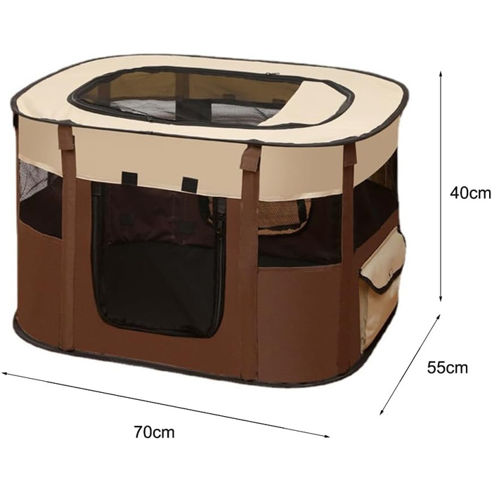 Клітка-манеж для тварин Welpenlaufstall, 70x55x40 см. Підходить для собак, кроликів, котів та морських свинок. Водонепроникний, коричневий.