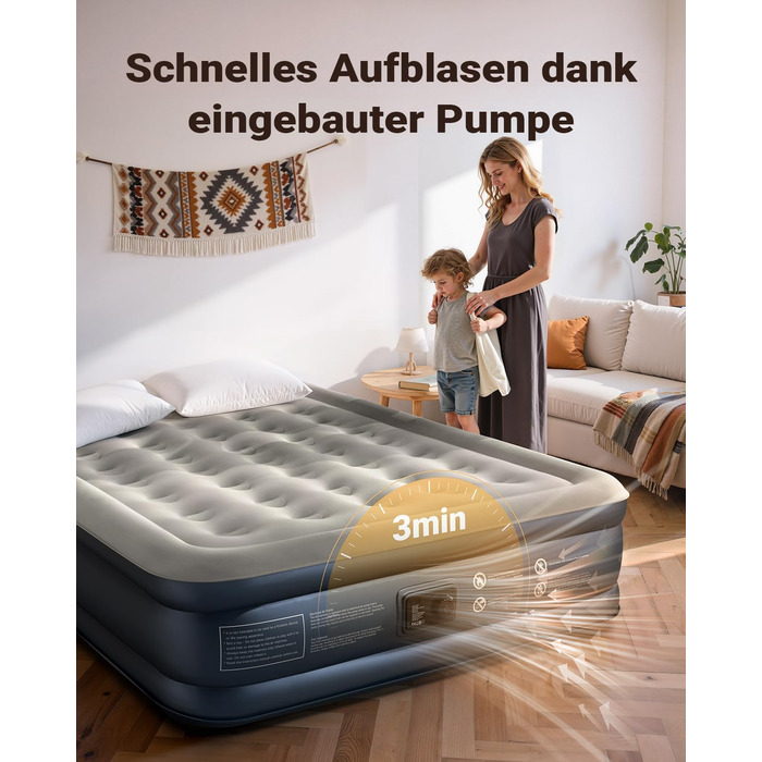 Надувний матрац iDOO для 2 осіб з електричним насосом, 152x203x46 см, 295 кг, для кемпінгу