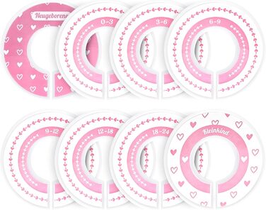 Набір велюрових дитячих вішалок 28 шт: 20 вішалок для одягу та 8 роздільників для дитячої шафи, з додатковим гачком, неслизькі, економія місця, рожеві