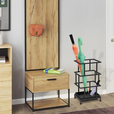 Металева підставка для парасоль під Alyoen з водозбірником та регульованими ніжками, 26,5 x 21,5 x 47,5 см, чорна