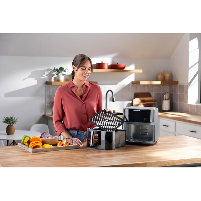Nutribullet Crisplite Vision NBA0811DG: Фритюрниця повітряна, 8 л, цифрова, 2000 Вт, чорний матовий, без PFAS