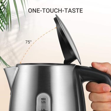Midea 1.7L Electric Kettle - Stainless Steel, Fast Boil, LED Display, 360° Base, Boil Dry Protection