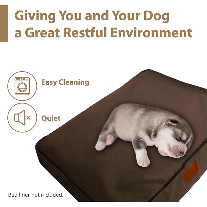 Ортопедичне ліжко для собак Ellie-Bo з Memory Foam, чорне, вологостійке, для клітки 76 см, розмір M (M - 71 x 48 x 6 см), коричневе, вологостійке