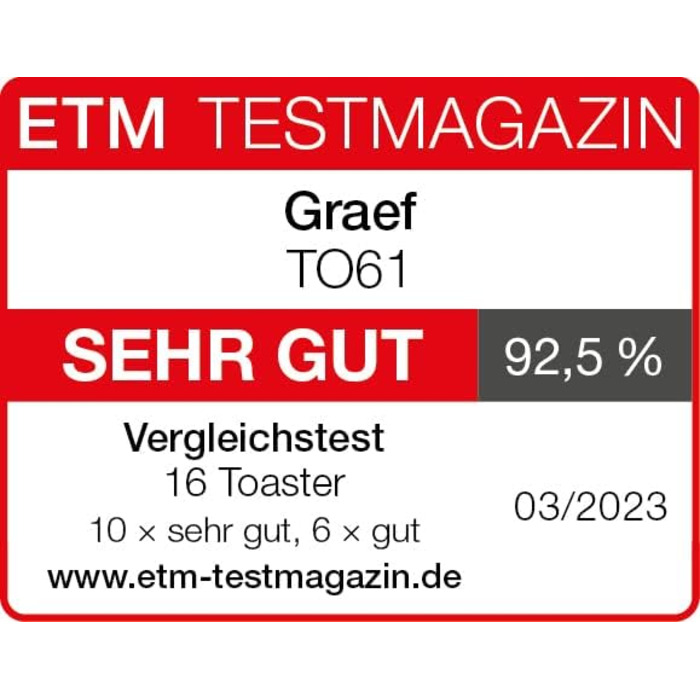 Тостер GRAEF TO 61, білий, 27x18x19,3 см