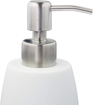 Дозатор для мила Relaxdays, 300 мл, наповнюваний, для ванної/кухні, полірезин, нержавіюча сталь, білий