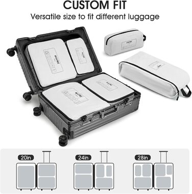 Набір органайзерів для валізи G4Free (6 шт) з Tyvek - розширювані сумки для одягу в подорож