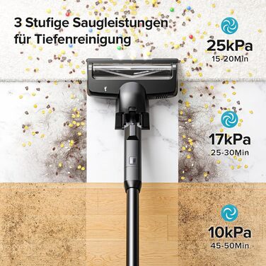 Бездротовий акумуляторний пилосос Lubluelu з LED-щіткою, HEPA-фільтром, потужністю 220W та 25kPa, час роботи до 50 хвилин, для твердих поверхонь, шерсті тварин та килимів (чорний)