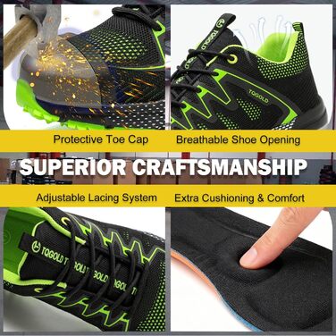 Черевики робочі AONEGOLD для чоловіків та жінок. Легкі, дихаючі, з металевим капаком, антиковзаючі. Розміри 36-48 EU.