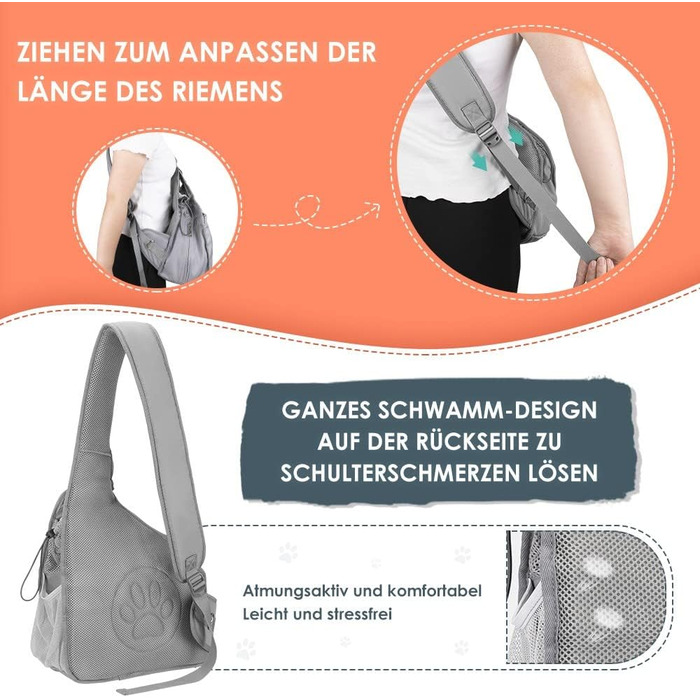 Сумка-переноска для собак та цуценят до 7 кг, сірого кольору. Зручна, з регульованим ремінцем, м'яка підкладка, сітчаста вентиляція, міцна основа, кишеня на блискавці, легко миється.