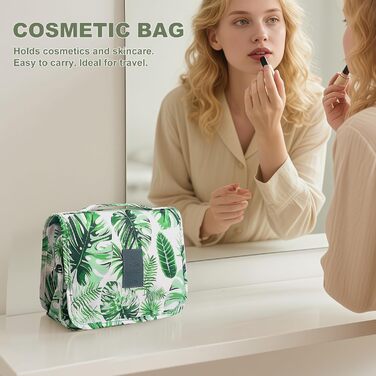 Косметичка для подорожей, чоловіча, зелена, з ручкою, з кількома відділеннями