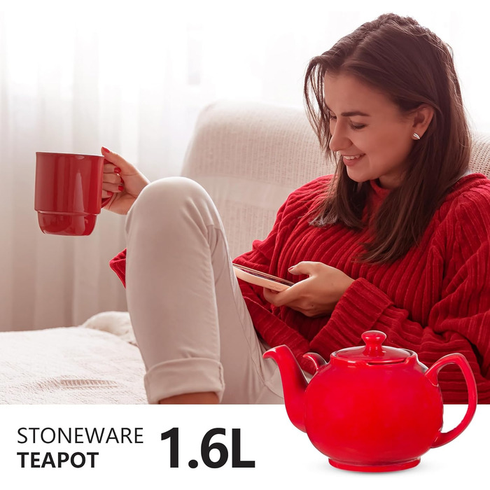 Керамічний чайник Urban Lifestyle LIVERPOOL з ситечком із нержавіючої сталі, 1.1 л, червоний