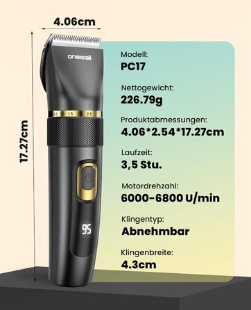 Машинка для стрижки собак Oneisall Leise Hundeschermaschine Upgrade Pro, професійна машинка для собак та котів, акумулятор 2000mAh, водонепроникна IPX7, для догляду за шерстю вдома