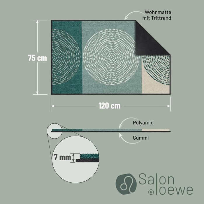 Килимок для входу Salonloewe Nestor 50x75 см, зелений, прямокутний, миючийся