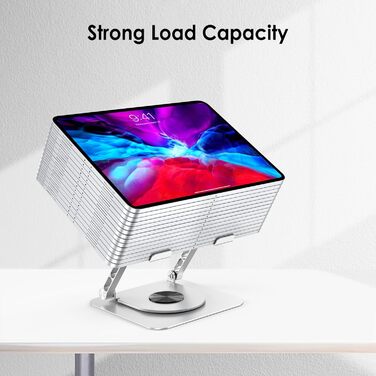 Підставка для ноутбука на стіл, 360° обертання, регульована, складна, з алюмінію, сумісна з MacBook Air Pro, HP Notebook (10–17,3 дюймів), обертова, срібна