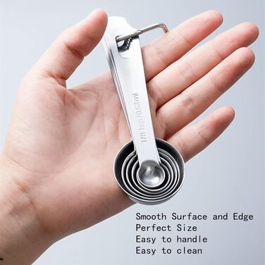 Набір мірних ложок з нержавіючої сталі Merecho (6 шт.) - для випічки, сухої їжі та рідини