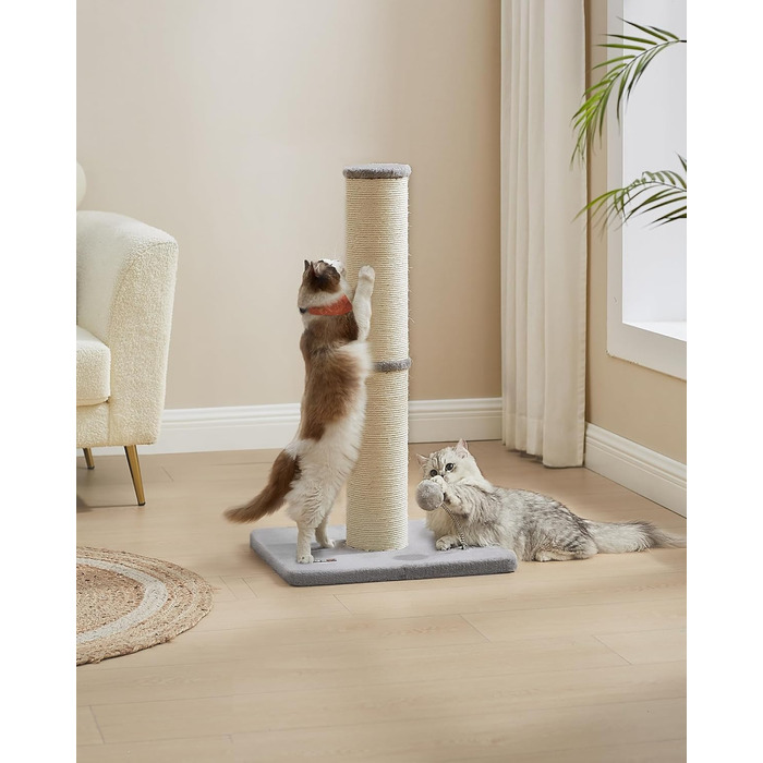 Feandrea Cat Tree, 85 cm tall, scratching post, 13 cm thick trunk, cat tree, scratching trunk for medium and large cats, sisal trunk, with plush ball and bell, Dove Gray PCA041G01