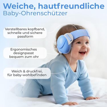 Навушники для захисту слуху для малюків 0-48 місяців (блакитні) - сертифіковані CE та ANSI