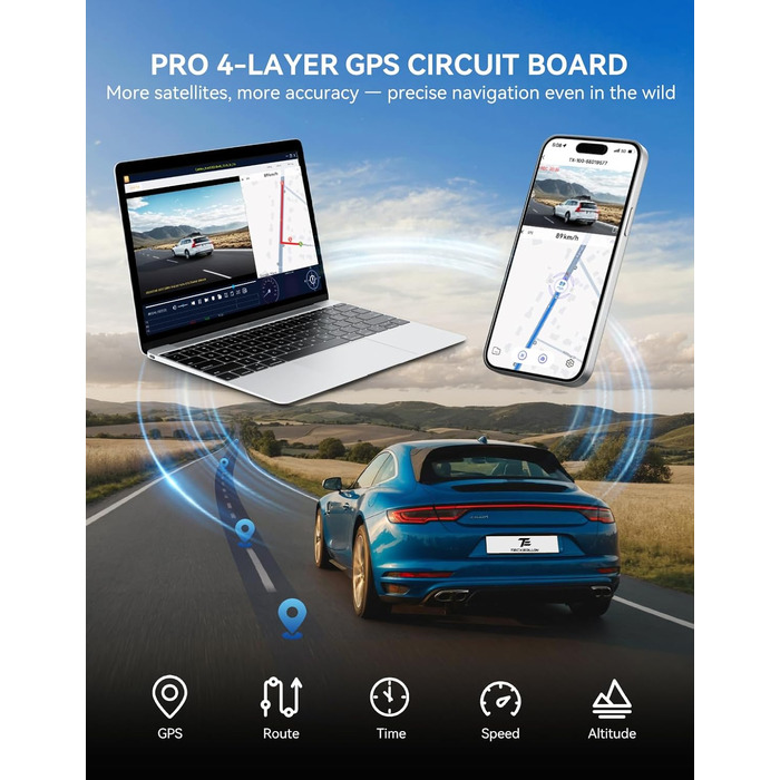 Автомобільний відеореєстратор TECXERLLON 4K Dual Dashcam (передній та задній), нічна зйомка Starlight, GPS, WDR, G-сенсор, режим паркування 24г, кут 160°/150°, карта пам'яті 64ГБ у комплекті