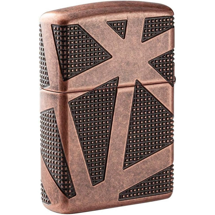 Zippo Armor Lighter, Antique Copper, Geometric Design, 360, One Size