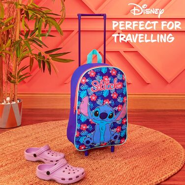 Дитяча валіза Disney Stitch, легкий складаний дорожній чемодан 39x27 см, 10.5 л, на 2 колесах з висувною ручкою, ручна поклажа
