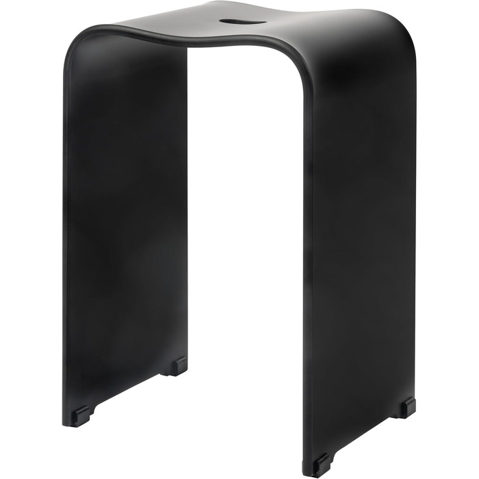 Bremermann Bath Stool, Acrylic Shower Stool, approx. 33 x 27.5 x 48 cm (W/D/H), with handle recess, ergonomically shaped, maximum load capacity 130 kg (matte black)