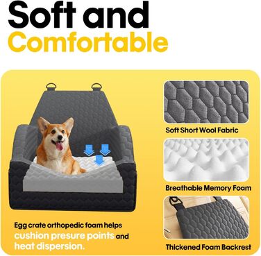 Автокрісло для собак UNICITII, чорне, до 13.6 кг (S), з ременем безпеки