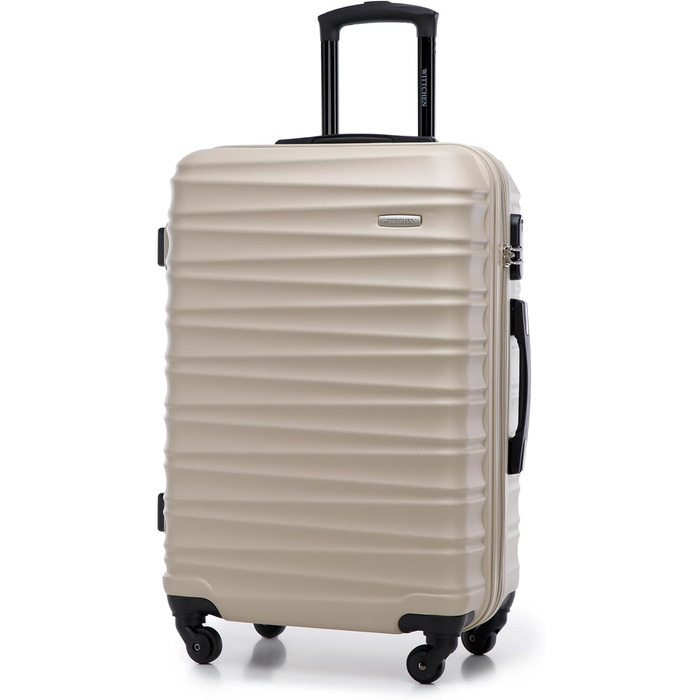 Чемодан на колесах Wittchen Groove Line L, великий, з ABS-пластику, з кодовим замком, 4 колеса, чорний (набір 3шт.)