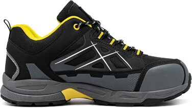 Робочі черевики LARNMERN для чоловіків та жінок. Безпечні черевики SRC, антистатичні, зі сталевим підноском, протипрокольні, легкі, комфортні, дихаючі (43.5 EU, жовті)