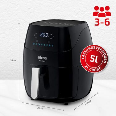 Фритюрниця Ufesa Phantom AF5000 з гарячим повітрям, 5л, з Wi-Fi, LED-дисплеєм, 1500W, ексклюзив Amazon
