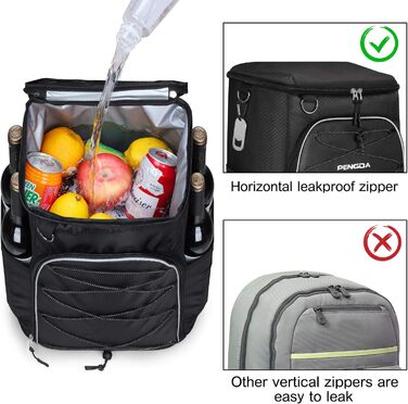 Рюкзак-холодильник PENGDA 25L: ізольований, водонепроникний, для пікніків, кемпінгу, пляжу - чорний