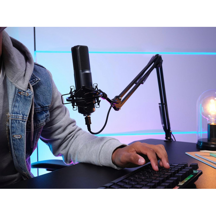 Trust Gaming GXT 253 Emita: мікрофонний кріплення-планка, стійка для мікрофона, регульована, з кабелем 290 см, чорний