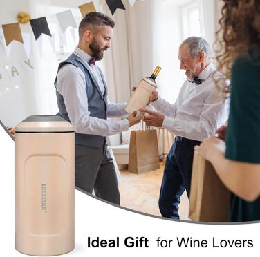 Охолоджувач для вина з кришкою, 750мл, для вина, шампанського, з нержавіючої сталі, подвійні стінки, портативний, для пікніка, подарунок для поціновувача вина, рожевий