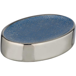 Підставка для мила WENKO Nuria, керамічна мильниця срібно-блакитного кольору, 12 x 3 x 8 см