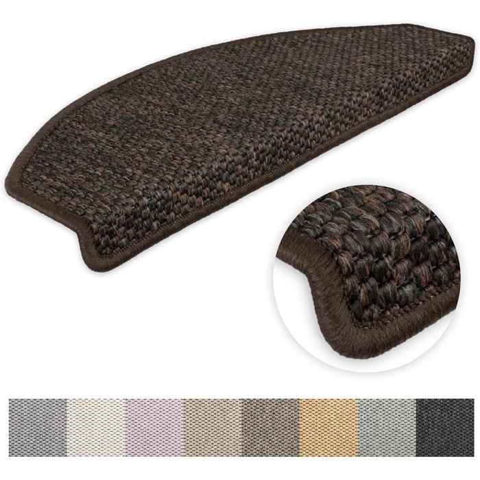 Ступінчасті килимки Kettelservice-Metzker Göteborg Halbrund I кавового кольору, 65x24x4 см (28 шт.)