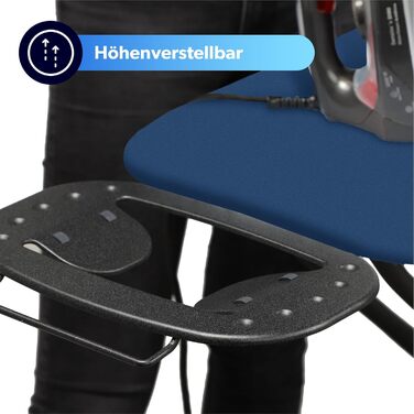 КADAX Прасувальна дошка, 120x38 см, складна, регульована висота, для прасування з парою, з антиковзними ніжками, з підкладкою з піною 8 мм (Темно-синій)