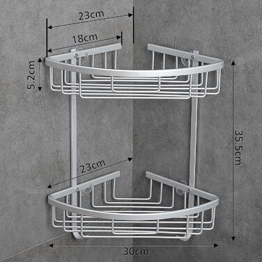 Поличка для душу Gricol Eck-Duschregal без свердління, металева, кутова, з 2 гачками, для ванної кімнати, срібна