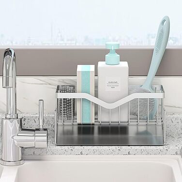 Органайзер для кухонної мийки MINGFANITY, тримач для губок і щіток, швидковисихаючий, з нержавіючої сталі SUS 304, кошик для очищення