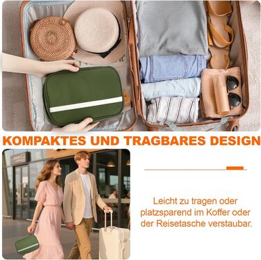 Чоловіча та жіноча косметичка для подорожей з відділеннями, водонепроникна, з гачком, зелена