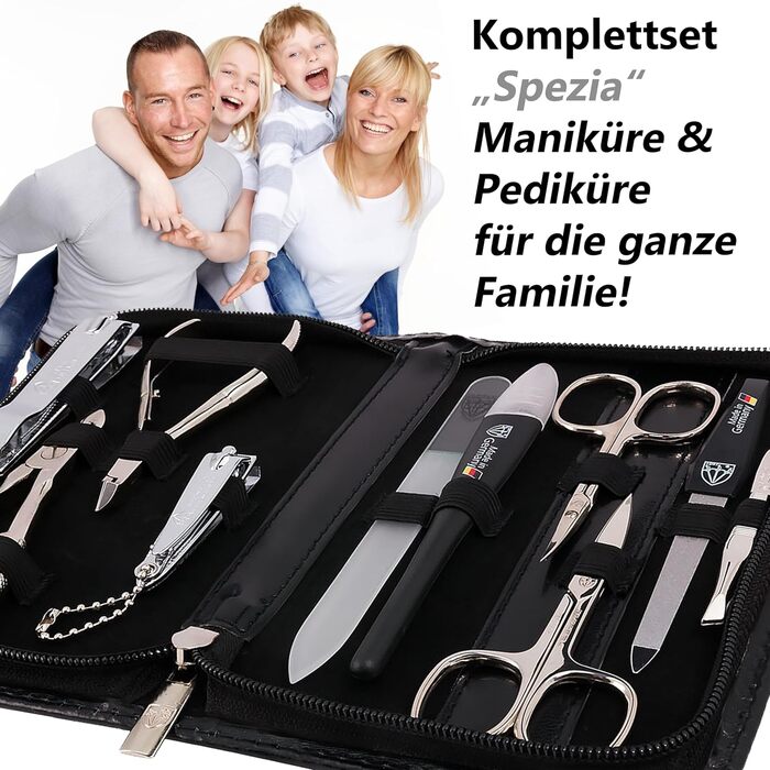 Набір для манікюру DREI SCHWERTER 'Spezia' (10 предметів) | Чорний екошкіра | Німецька якість