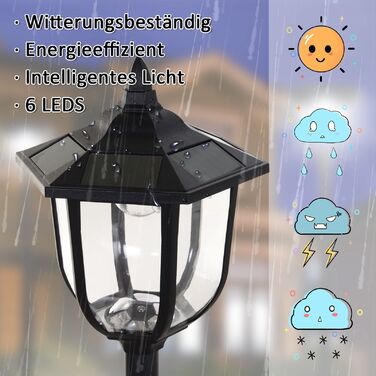 Сонячне освітлення для саду Outsunny – LED ліхтар для саду та тераси, 30/60 люмен, пластик, чорний, Ø26,5 x H177 см. Ідеально підходить для саду та тераси.