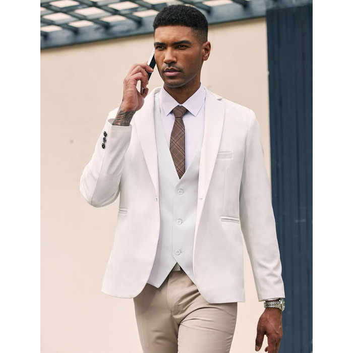 Чоловічий костюм COOFANDY Slim Fit: формальний та повсякденний, білий, розмір 4XL