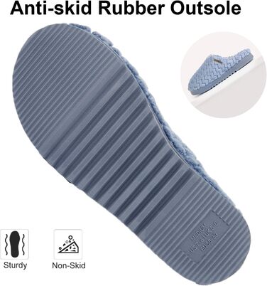 Тапочки жіночі LongBay з меморі-піною та плюшем, антиковзкі (38/39 EU, блакитні)