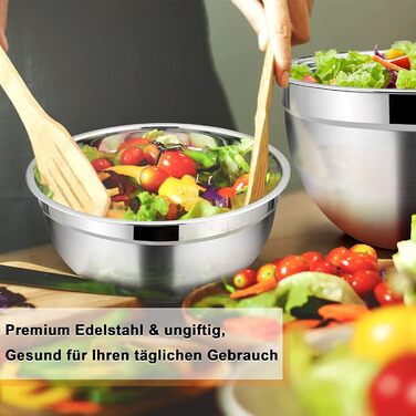 Homikit Mixing Bowl Set, Stainless Steel Bowl 7-Piece Set, Salad Bowl with Airtight Lid for Cooking/Baking/Serving, Nesting & Dishwasher Safe, 6.5/4.5/2.7/2.5/1.5/1.2/0.7L, Black