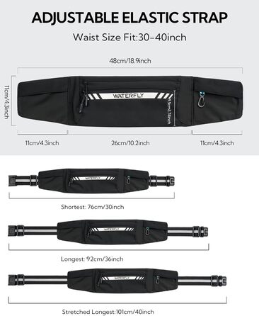Поясна сумка для бігу Waterfly: поясна сумка для бігу, тренувань, фітнесу з 4 кишенями для телефону, чоловіча та жіноча