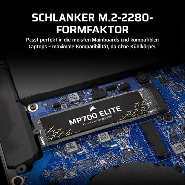 SSD Corsair MP700 Elite 2TB PCIe 5.0 NVMe M.2 – Швидкість до 10000 МБ/с, без радіатора