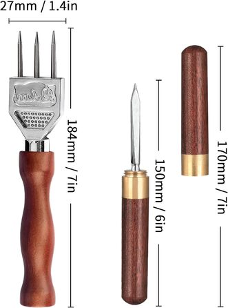 Ice Pick - Stainless Steel Ice Pick with Wooden Handle, Durable Carving Tool 3 Spikes 7'' - ICPK0003
