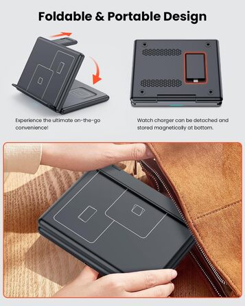 Зарядний пристрій GEEKERA 3-в-1: бездротова зарядка для Samsung Galaxy Z Fold/Flip, Fitbit Sense/Versa, Galaxy Buds (чорний)